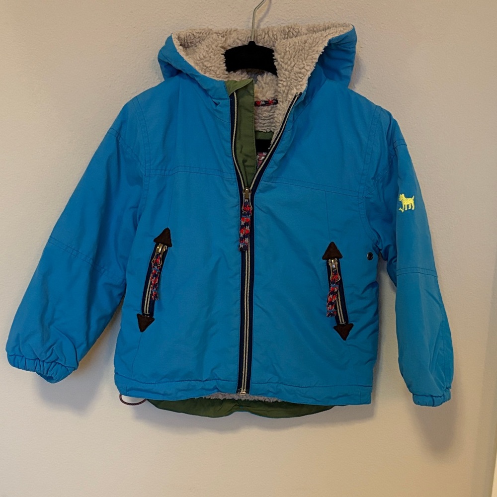 Mini Boden Winter Jacket, Blue with Fleece